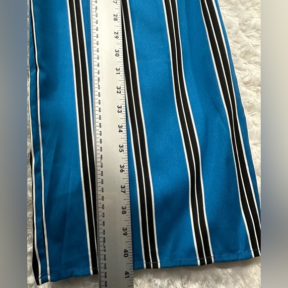 Band of Gypsies Woman's L Moissanite Black Blue& White Striped Corset Jumpsuit - Picture 7 of 12